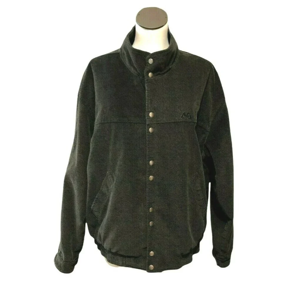 Avid Jacket Mens XL Coat Brown Bomber Tweed Combed Cotton Quilted Lining Vintage